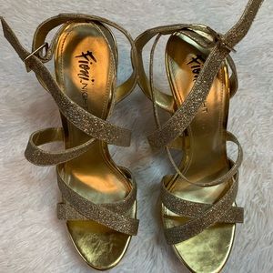 Fioni Gold Glitter Heels Size 8.5